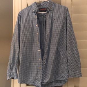 Vineyard Vines Whale Shirt Blue&White Check Large